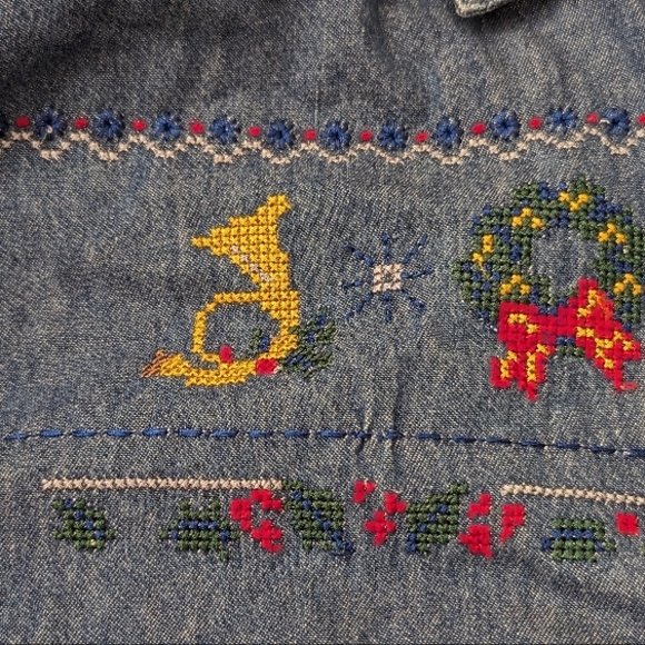 Denim Holiday Shirt with Embroidered Details - Picture 3 of 12